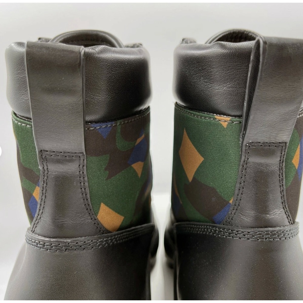 MCM Men's Black Leather Camo Nylon RESNICK Combat Boots Shoes 9AMM80, SZ. 42 - Picture 10 of 12